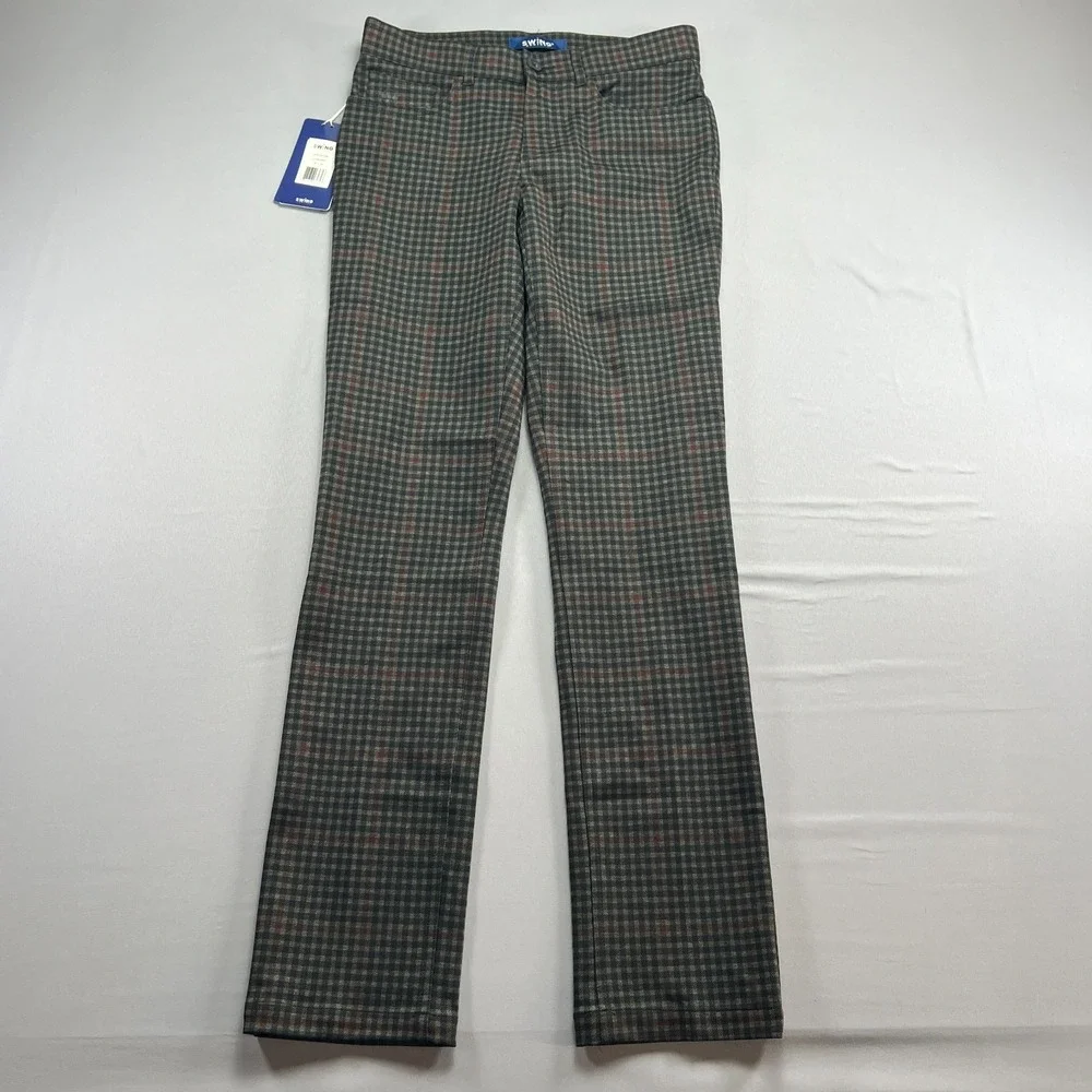 Swing Control Ponte Golf Pants Mens 30x34 Multicolor Edward Plaid Straight Leg